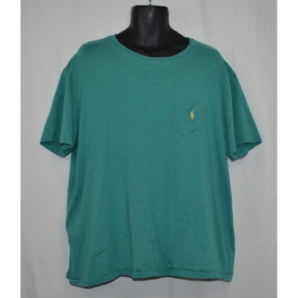 Polo Ralph Lauren Mens Crew Neck T-Shirt Short Sleeve Teal Green Yellow Logo XXL
